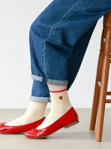 【3足1,386円】クローバー刺繍ショートソックス