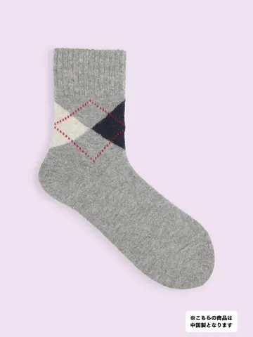 【3足1,386円】毛混 2個ダイヤショートソックス