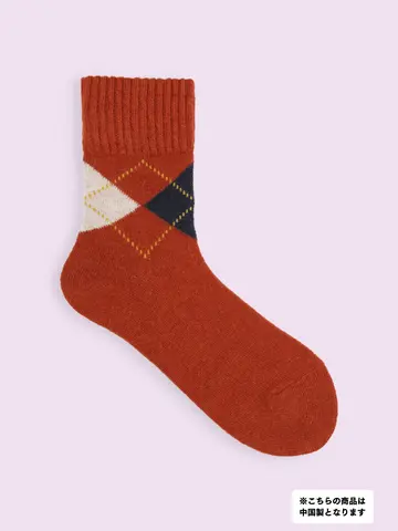 【3足1,386円】毛混 2個ダイヤショートソックス