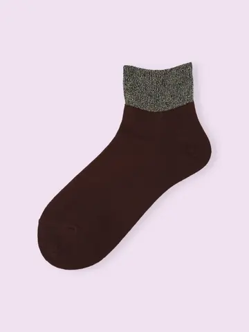 【3足¥1,100】ゴム長ラメ無地ベタショートソックス