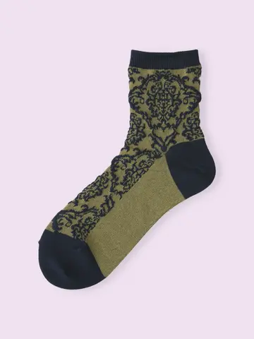 【3足¥1,100】フロートダマスク柄ショートソックス