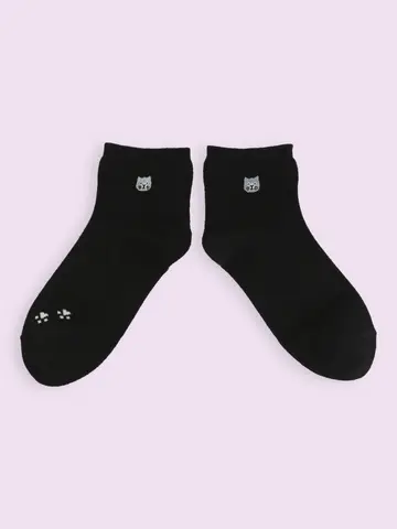 【3足1,386円】にゃんこ刺繍ショートソックス