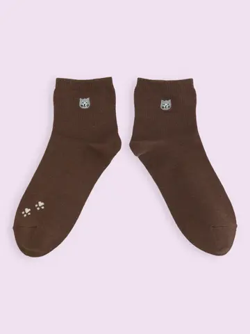 【3足1,386円】にゃんこ刺繍ショートソックス