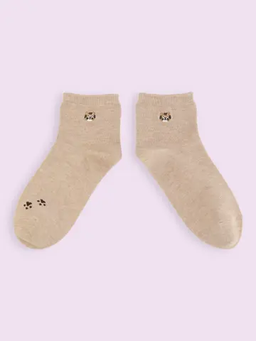 【3足1,386円】にゃんこ刺繍ショートソックス