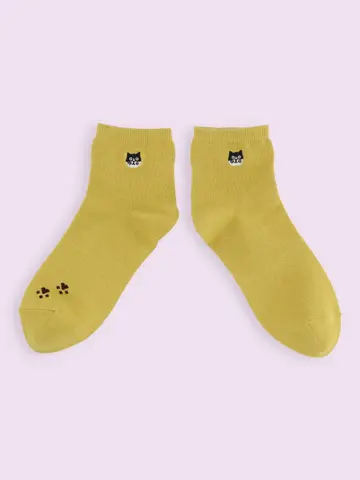 【3足1,386円】にゃんこ刺繍ショートソックス