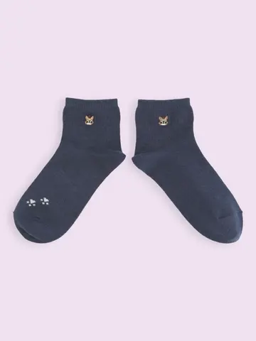 【3足1,386円】にゃんこ刺繍ショートソックス
