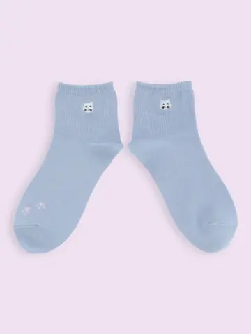 【3足1,386円】にゃんこ刺繍ショートソックス
