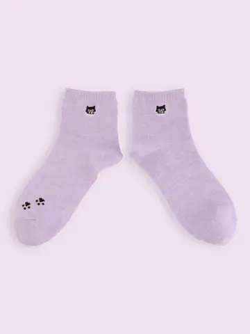 【3足1,386円】にゃんこ刺繍ショートソックス