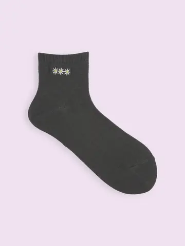 【3足1,386円】お花3連刺繍ショートソックス