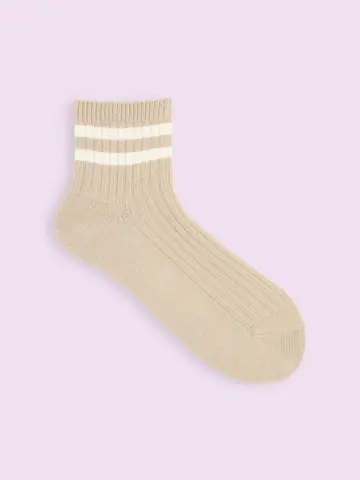 【3足1,386円】2本ラインリブショートソックス