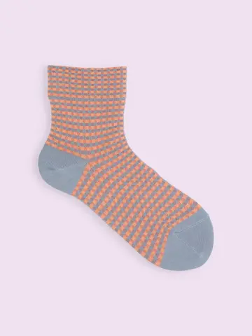 【3足1,386円】ゴム口ゆったりミニチェックショートソックス