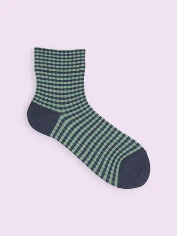 【3足1,386円】ゴム口ゆったりミニチェックショートソックス