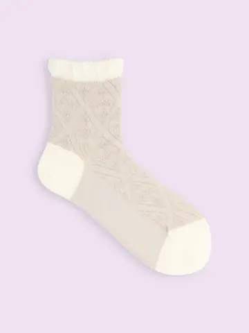 【3足1,386円】フロート総ダイヤレース柄ショートソックス