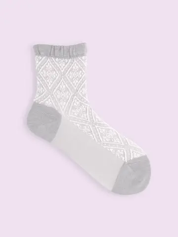 【3足1,386円】フロート総ダイヤレース柄ショートソックス
