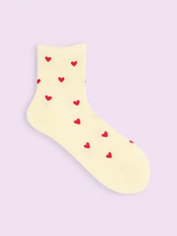 【3足1,386円】毛混ハートパターンショートソックス