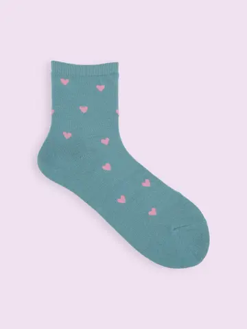 【3足1,386円】毛混ハートパターンショートソックス