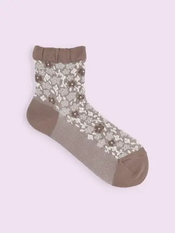 【3足1,386円】ゴム口ゆったり花束フロートショートソックス