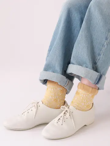 【3足1,386円】ゴム口ゆったり花束フロートショートソックス