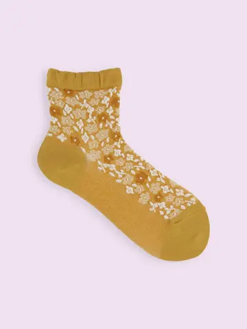【3足1,386円】ゴム口ゆったり花束フロートショートソックス