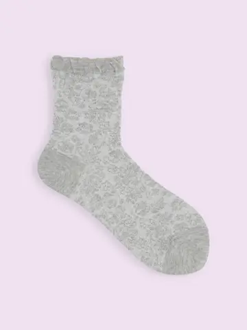 【3足1,386円】フリル総花柄レースショートソックス
