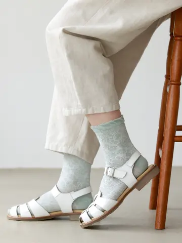 【3足1,386円】フリル総花柄レースショートソックス