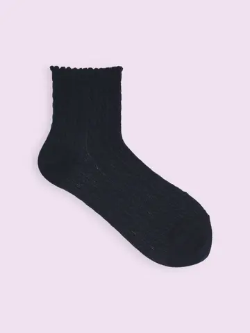 【3足1,386円】ゴム口ゆったりピコットフロートケーブル柄ショートソックス