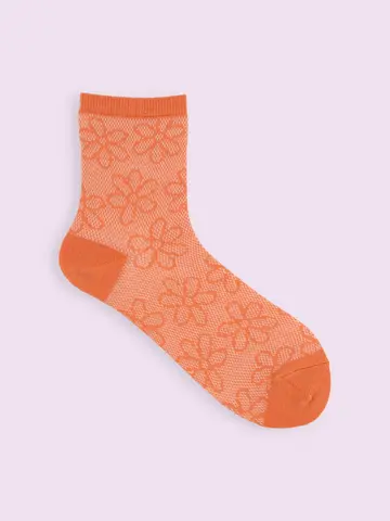 【靴下屋fam】メッシュフラワーショートソックス