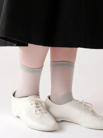 【3足1,386円】シースルーストライプショートソックス