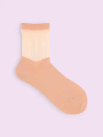 【3足1,386円】シースルーストライプショートソックス