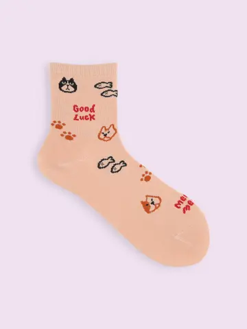 【3足1,386円】落書き風アニマルショートソックス