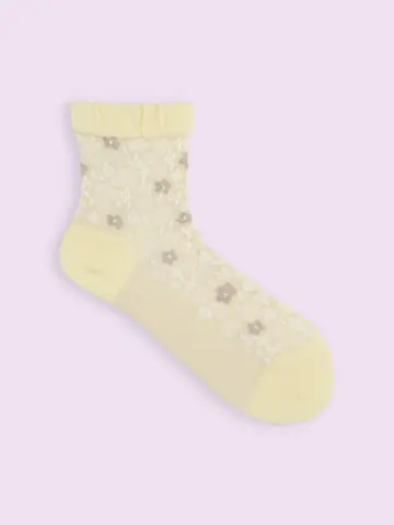 【3足1,386円】毛混ゴム口ゆったり花束フロートショートソックス 