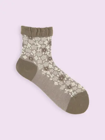 【3足1,386円】毛混ゴム口ゆったり花束フロートショートソックス
