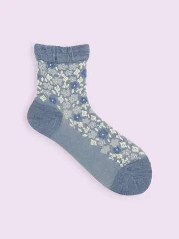 【3足1,386円】毛混ゴム口ゆったり花束フロートショートソックス 