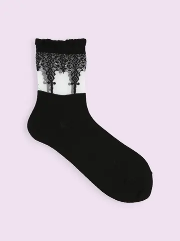 【3足1,386円】チュールレース切替ショートソックス