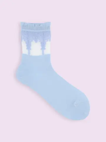 【3足1,386円】チュールレース切替ショートソックス