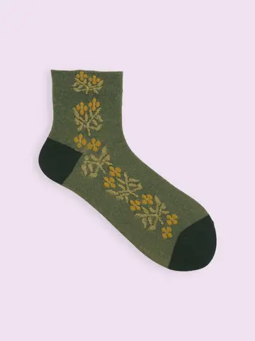 【3足1,386円】ゴム口ゆったりフロートフラワーラインショートソックス