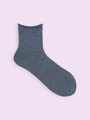 【3足1,386円】毛混 ゴム口ゆったりくるくる無地ショートソックス