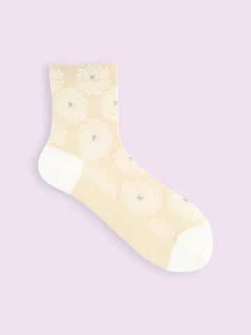 【3足1,386円】毛混 フラワーフロートショートソックス