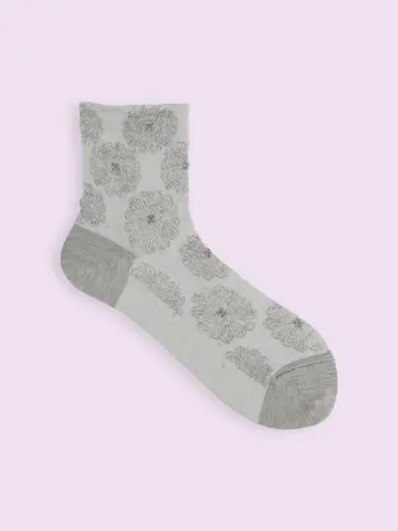【3足1,386円】毛混 フラワーフロートショートソックス