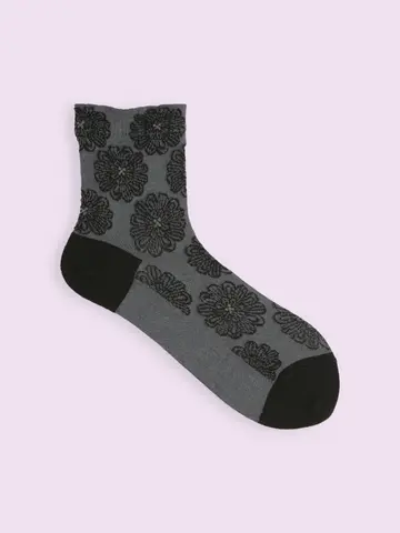 【3足1,386円】毛混 フラワーフロートショートソックス