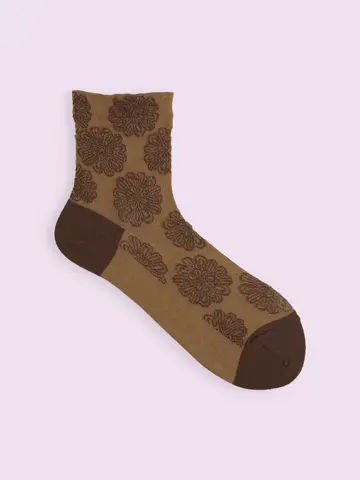 【3足1,386円】毛混 フラワーフロートショートソックス