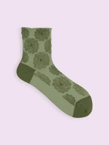 【3足1,386円】毛混 フラワーフロートショートソックス