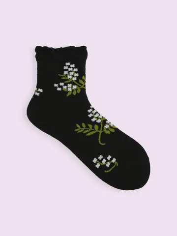 【3足1,386円】ミモザ柄ショートソックス