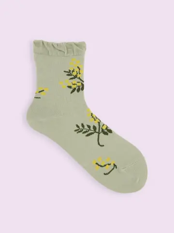 【3足1,386円】ミモザ柄ショートソックス