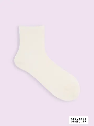 【3足1,386円】毛混 無地リブショートソックス