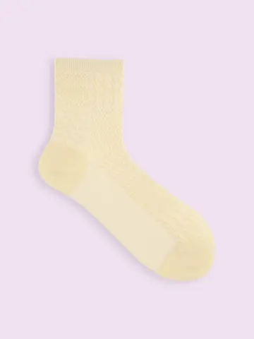【3足1,386円】毛混 編地切替ニット風フロートショートソックス