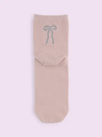 【3足1,386円】バックリボン刺繍ショートソックス