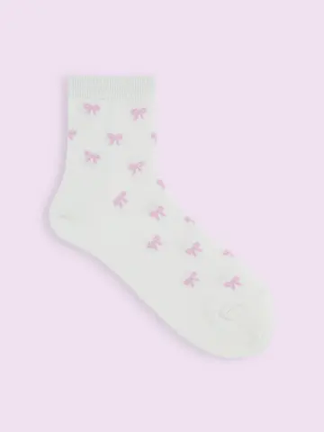 【3足1,386円】ソフトラメリボン柄ショートソックス