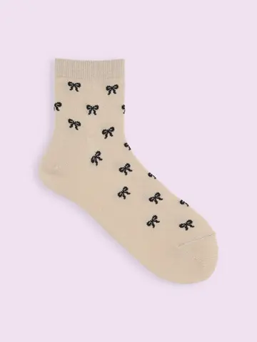 【3足1,386円】ソフトラメリボン柄ショートソックス