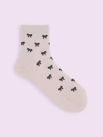 【3足1,386円】ソフトラメリボン柄ショートソックス